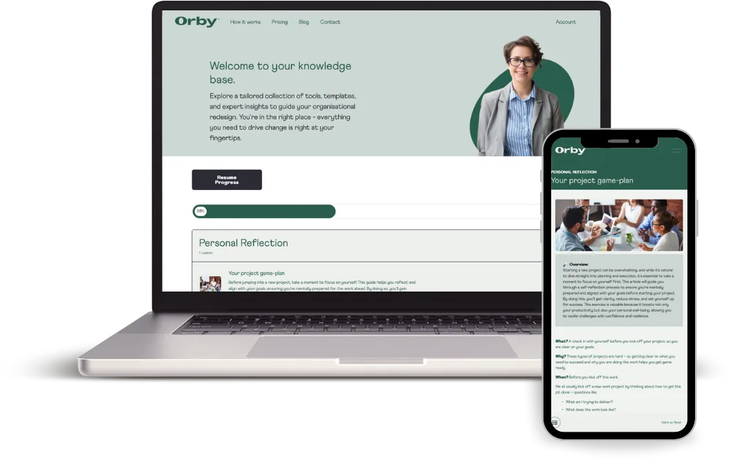 The Orby Knowledge Bank open on a laptop and a phone